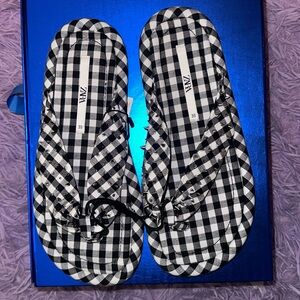 Zara spiked plaid sandals